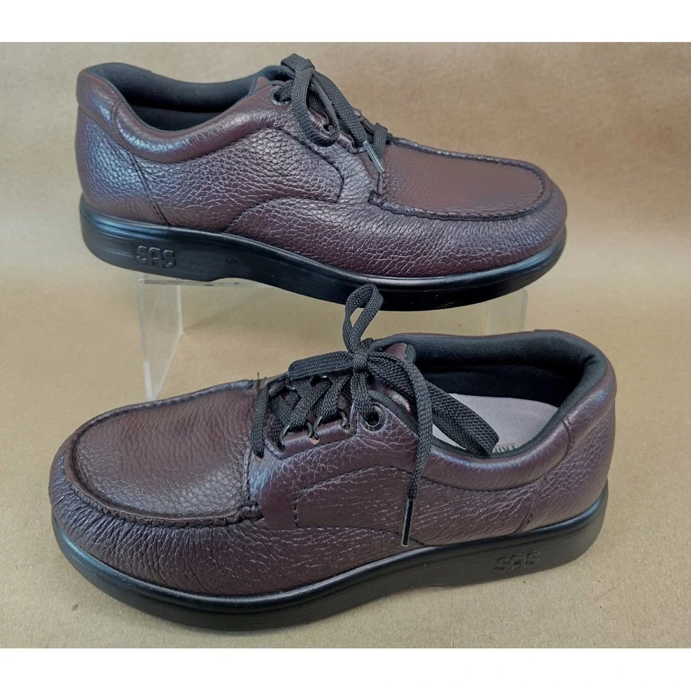 SAS Bout Time (Sz 9 N NARROW) Men's Burgundy Comfort Shoes Sneakers USA